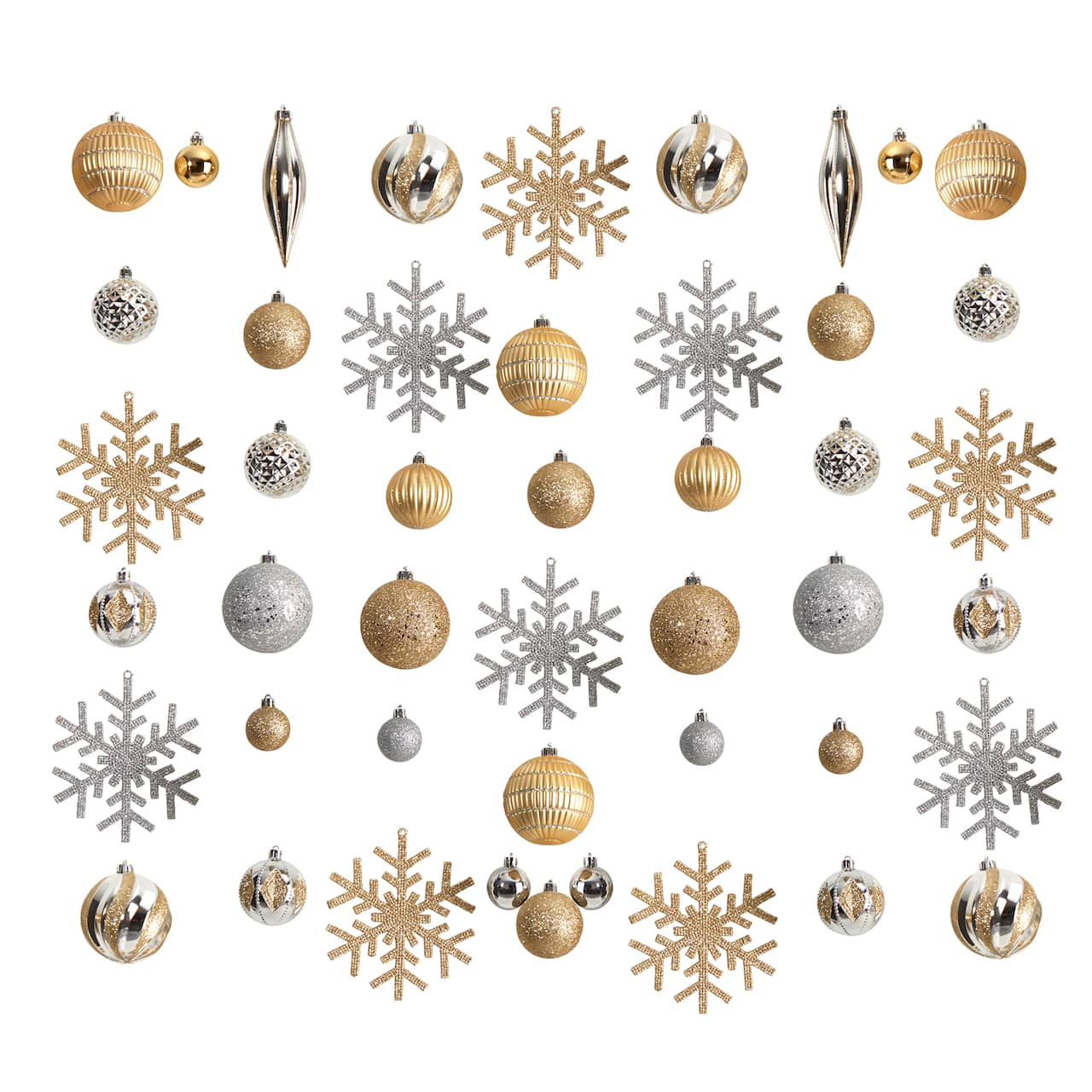 60ct. Holiday Deluxe Shatterproof Christmas Tree Ornament Box Set